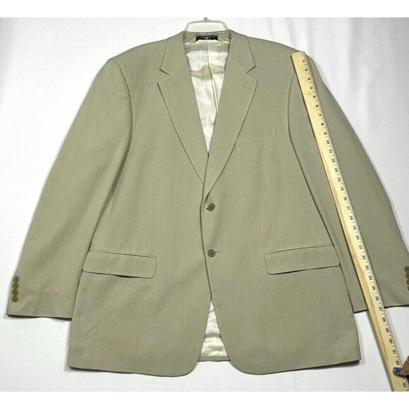 M black label Mens 46 L Blazer 100% Pure Silk Beige Notch lapel Lined - Picture 8 of 11
